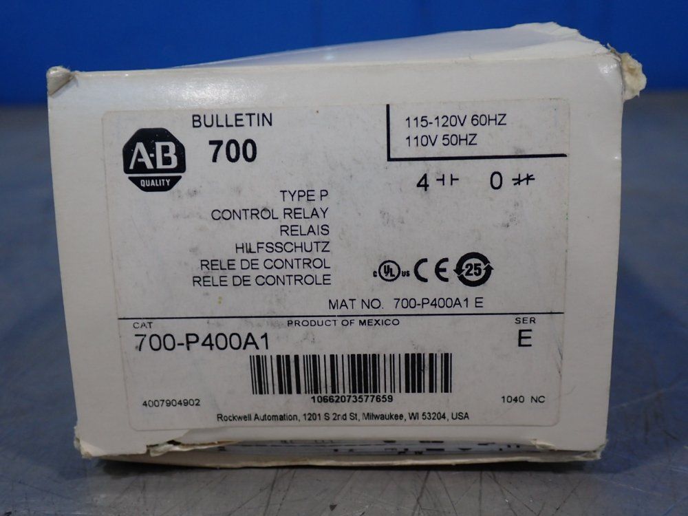 Allen-bradley 600 V Bulletin 700 Type P Direct Drive Control Relay - 700-p400a1