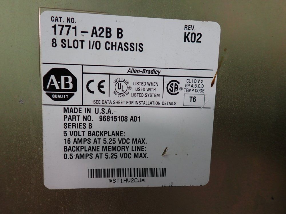Allen-bradley 5.25 V 8 Slot I/o Chassis - 1771-a2b B