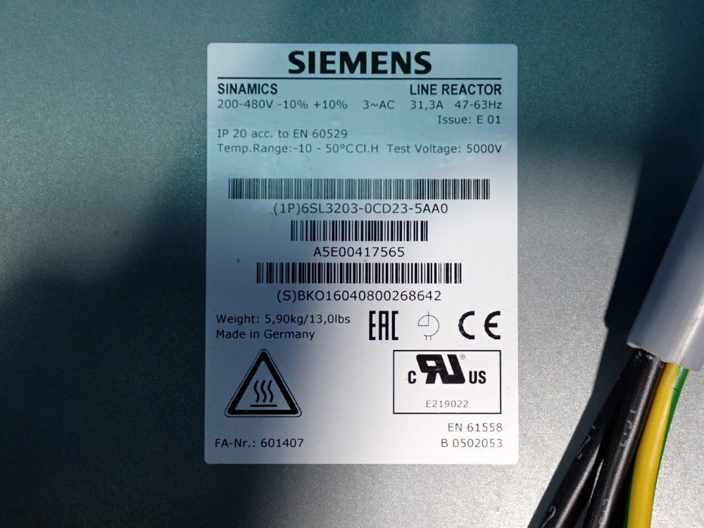 Siemens Sinamics Line Reactor - 6sl3203-0cd23-5aa0