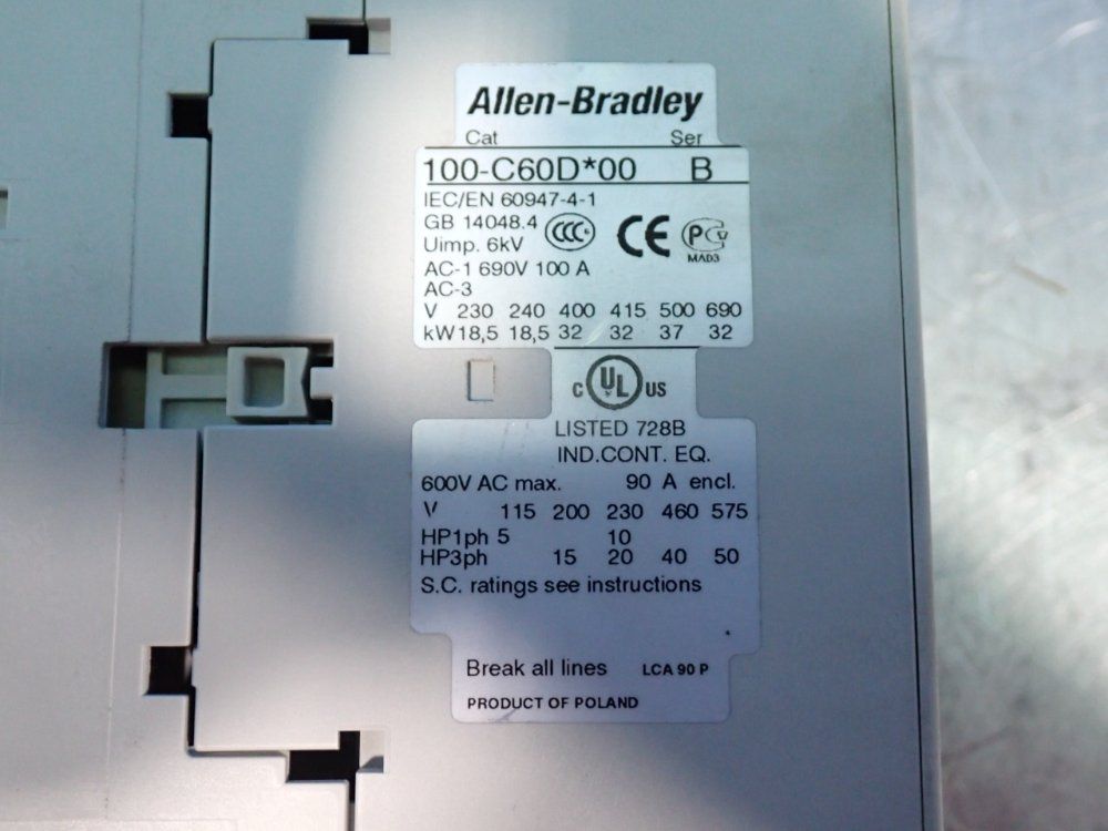Allen-bradley 50 Hp Bulletin 100 Contactor - 100-c60dj10