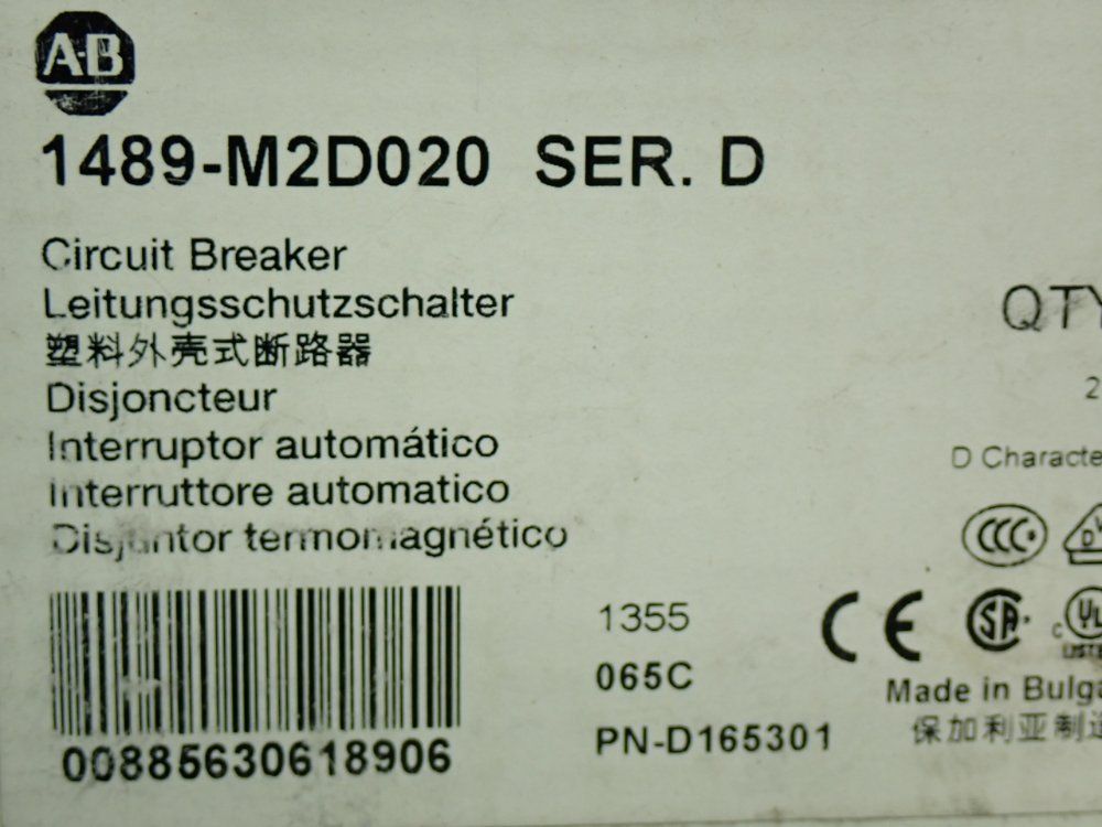 Allen Bradley Thermal Magnetic Miniature Circuit Breaker - 1489-m2d020