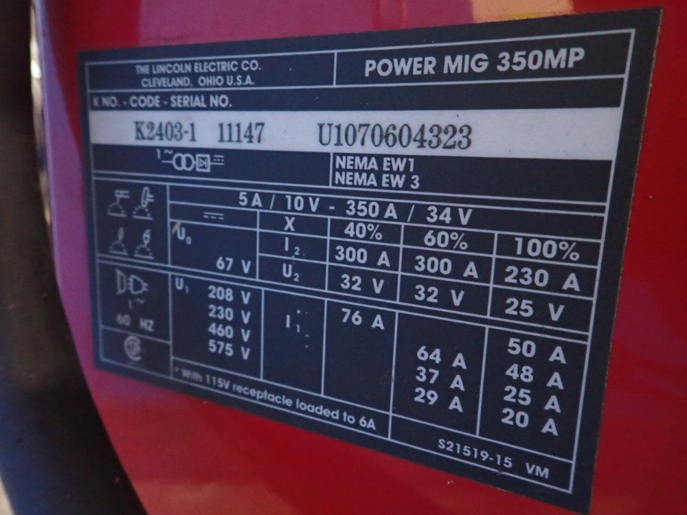 Lincoln Electric 350 A Welder - Power Mig 350mp
