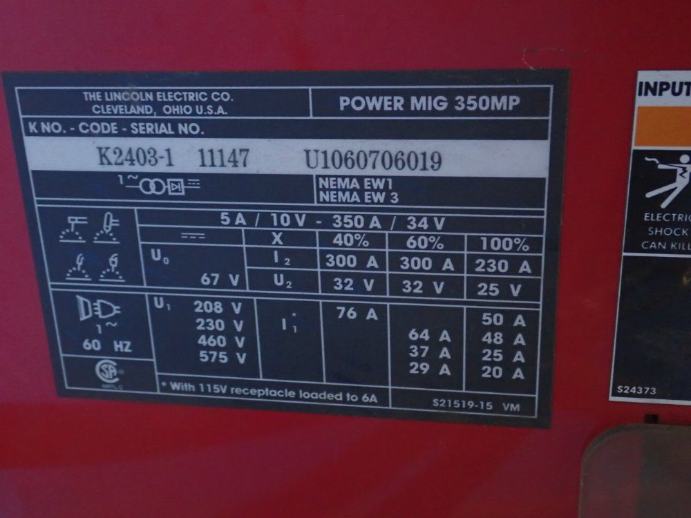 Lincoln Electric 350 A Welder - Power Mig 350mp