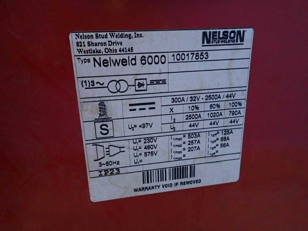 Nelson 2500 A Welder - Nelweld 6000