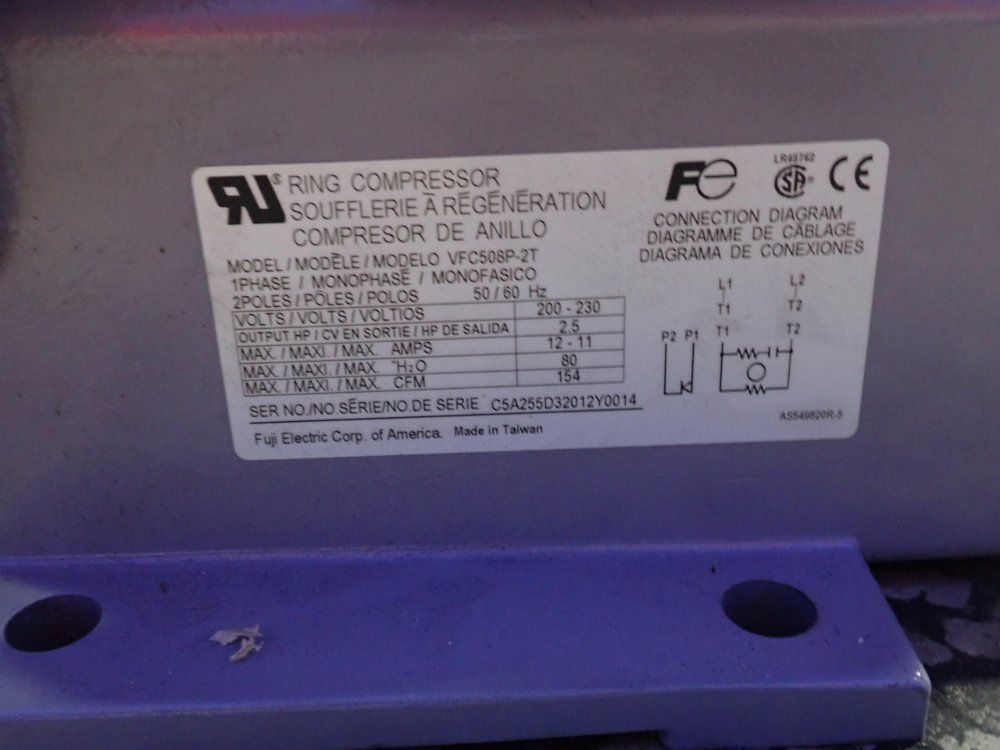 Fuji 2.5 Hp Regenerative Blower - Vfc508p-2t