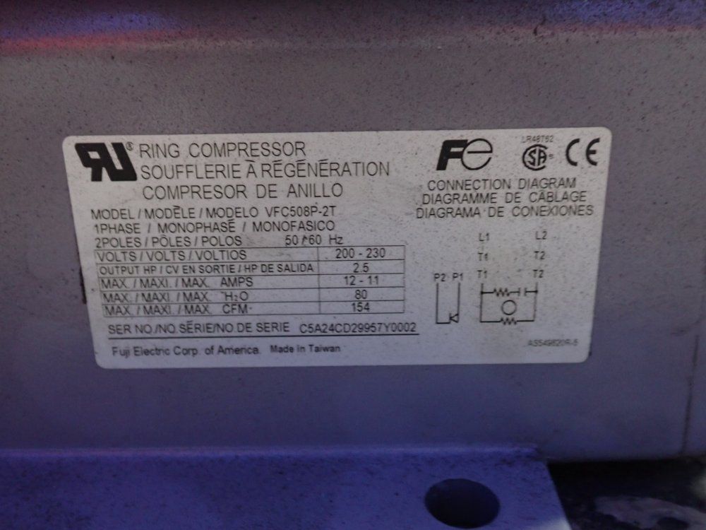 Fuki 2.5 Hp Regenerative Blower - Vfc508p-2t