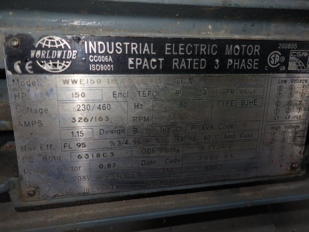 Worldwide 150 Hp Motor - Wwe150-18-445tbb