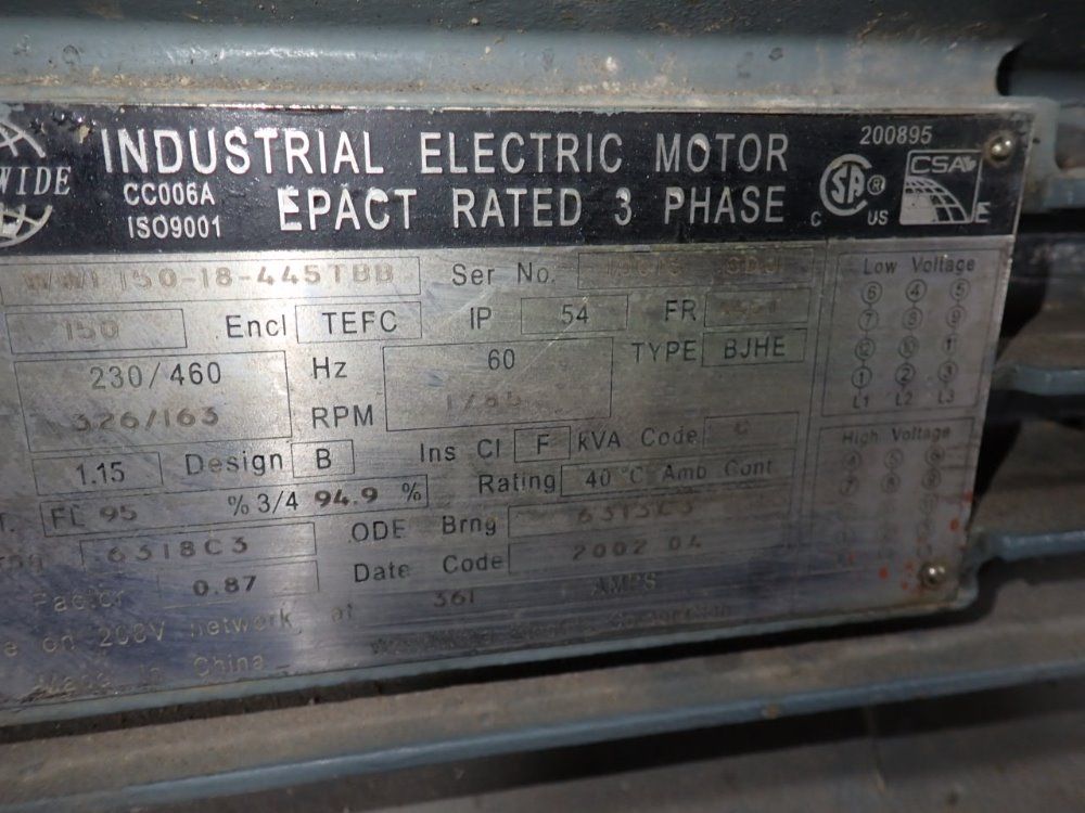 Worldwide 150 Hp Motor - Wwe150-18-445tbb