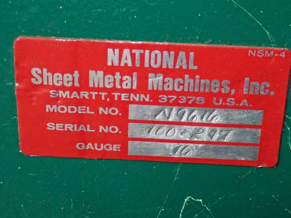 National Sheet Metal Machines Inc 16 Gauge / 97" Sheet Metal Brake - N9616
