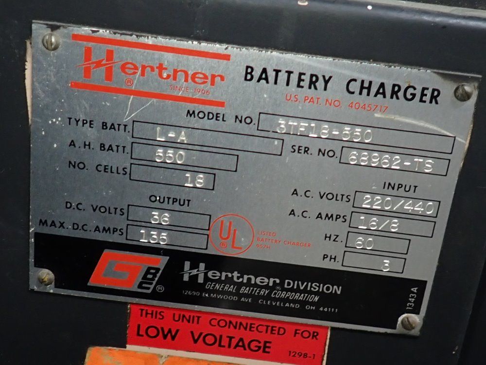 Hertner 550 Ah Battery Charger - 3tf18-550