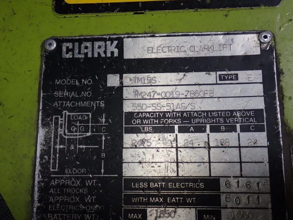 Clark 2475 Lbs Electric Forklift - Tw15s