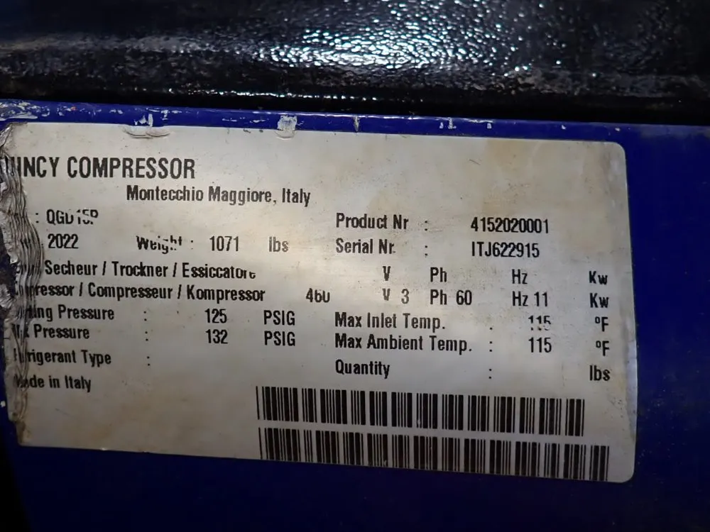 Quincy Compressor 11 Kw Air Compressor - Qgd-15