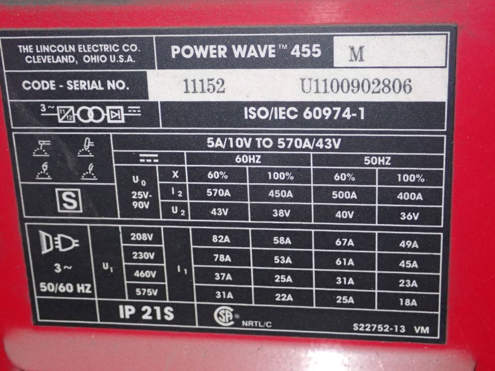 Lincoln 450 Amp Welder - Power Wave 455 M