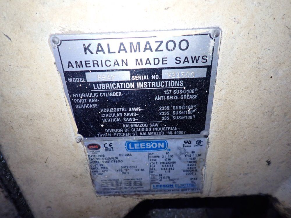 Kalamazoo 16" X 9" Horizontal Band Saw - H9aw