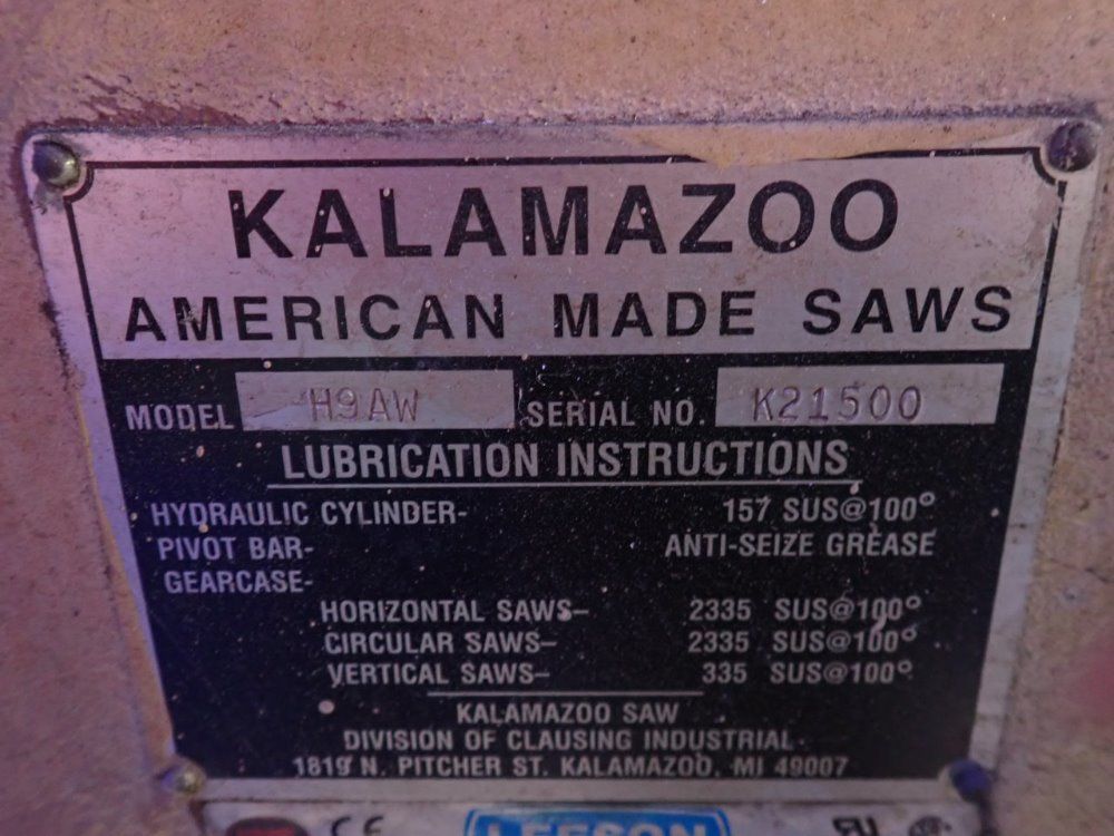 Kalamazoo 16" X 9" Horizontal Band Saw - H9aw
