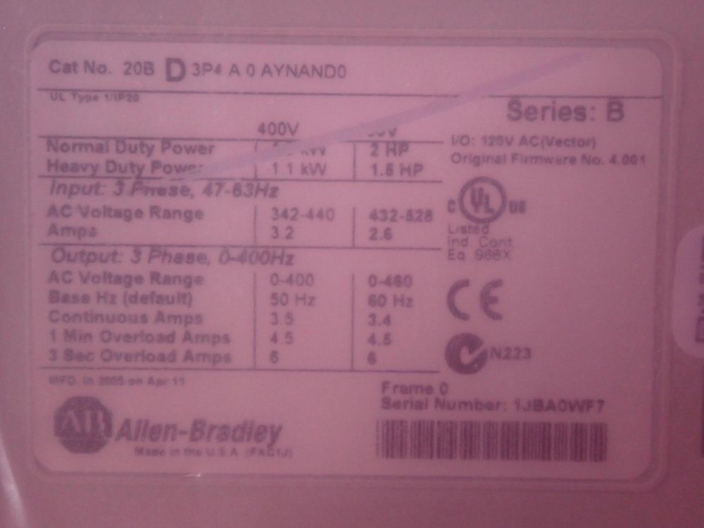 Allen Bradley Plc - 20bd3p4a0aynand0