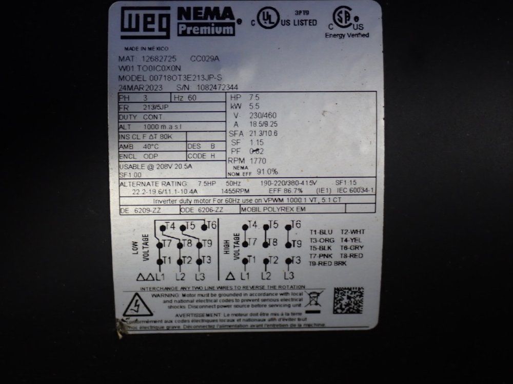 Weg .75 Hp Motor
