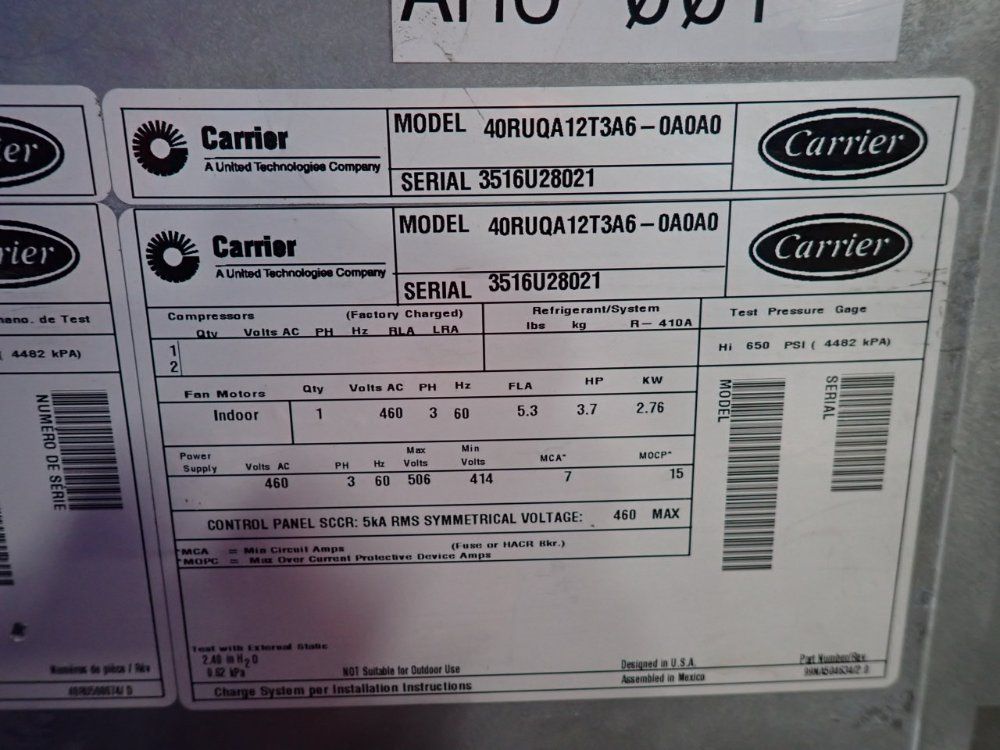 Carrier Air Handling Unit