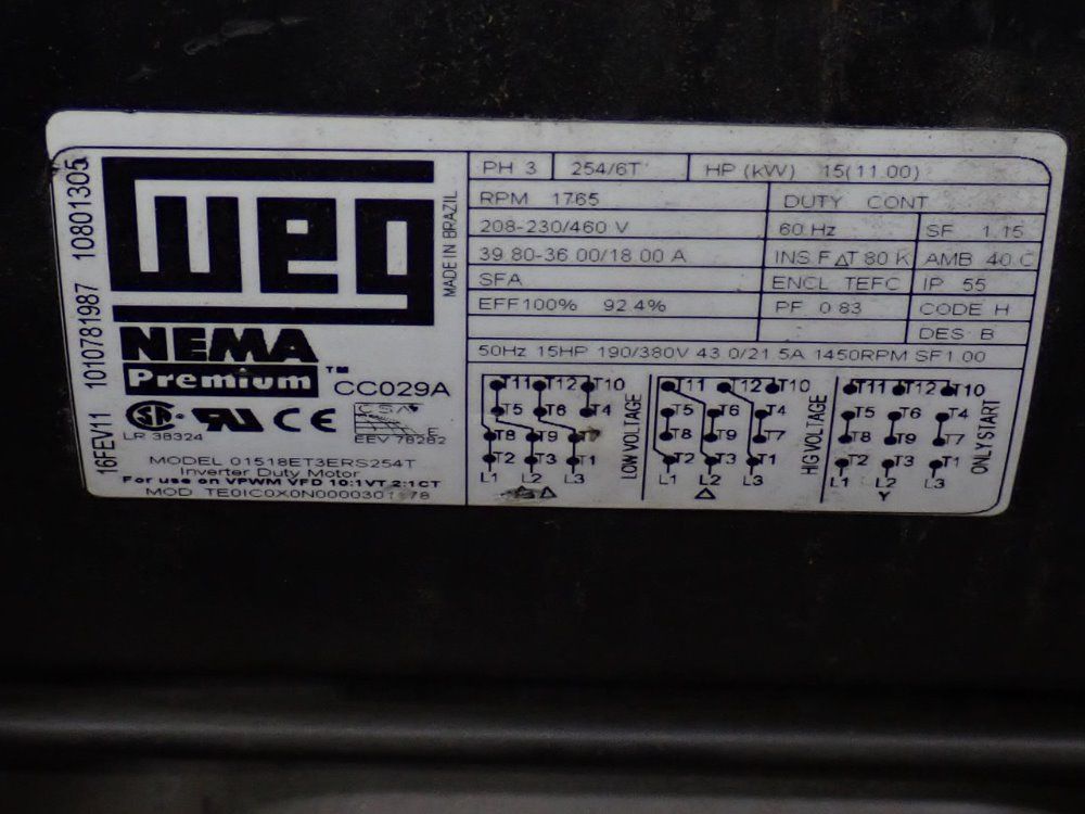 Weg 15 Hp Motor - 01518et3ers254t