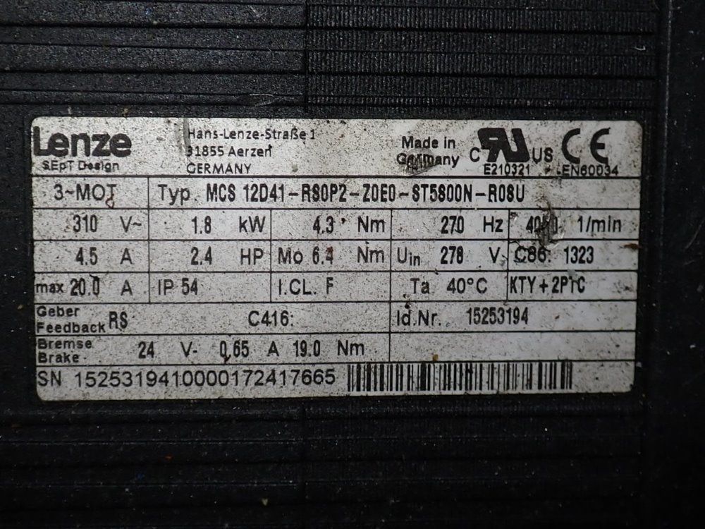 Lenze 2.4 Hp Gear Drive - Gst05-2svbr-12d-c41