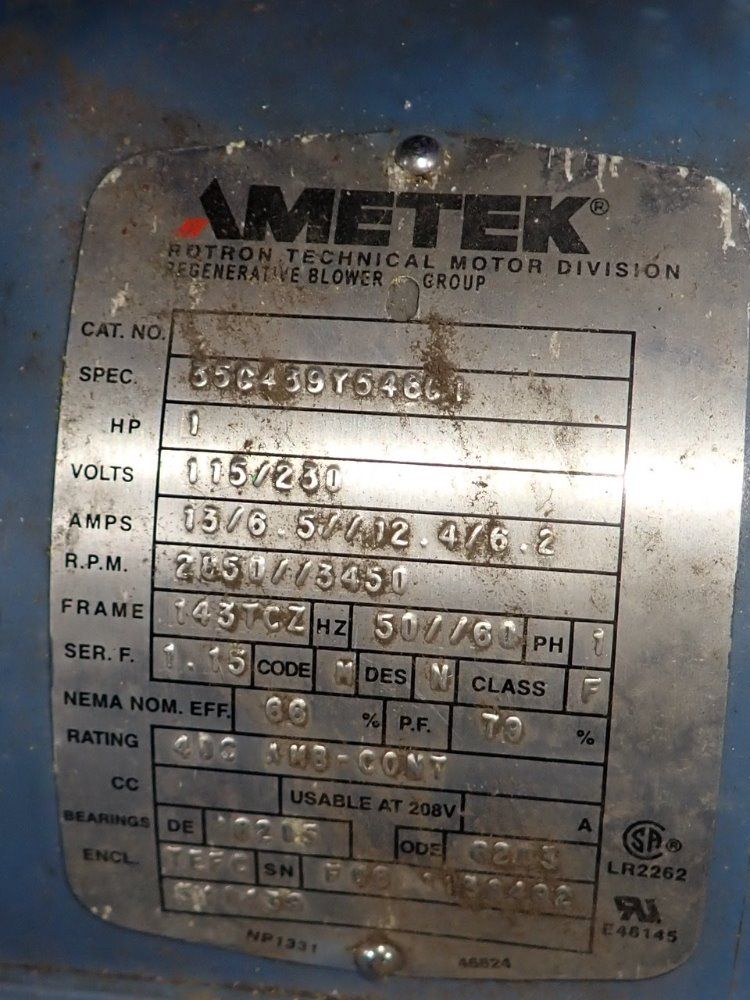 Ametek 1 Hp Blower - Dr404al58m