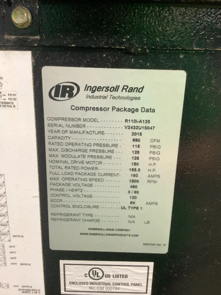 Ingersoll-rand 690 Cfm Air Compressor - R11oi-a125