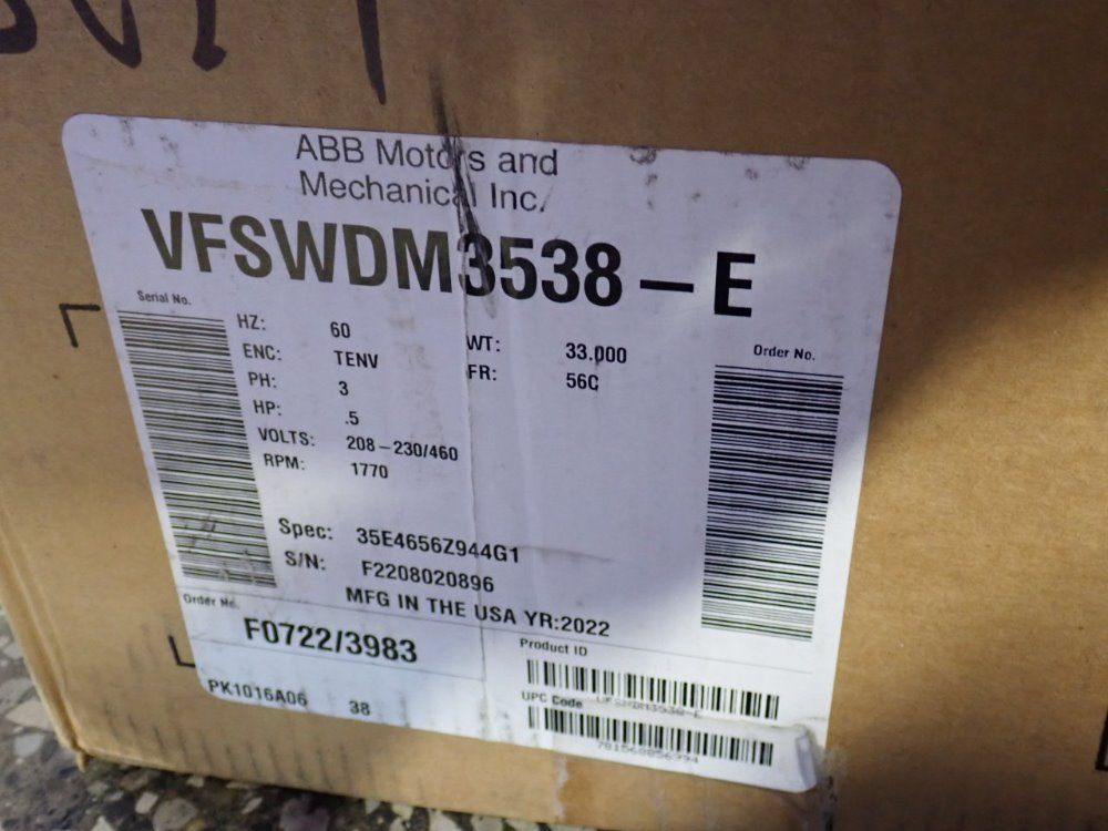 Baldor-reliance .5 Hp Motor - Vfswdm3538-e