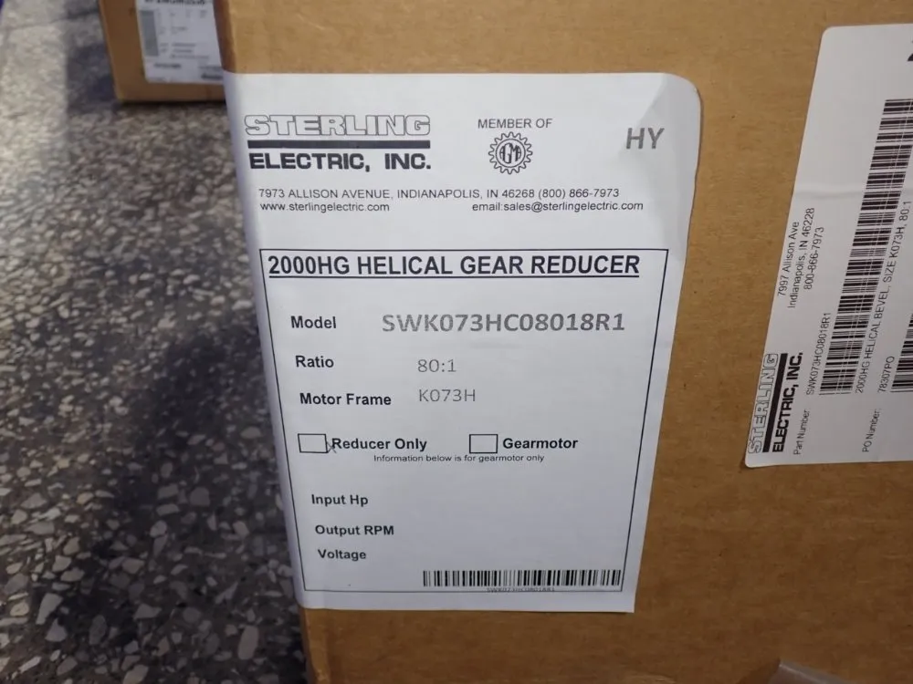 Sterling Electric Inc 80:1 Ratio Gear Reducer - Swk073hc08018r1