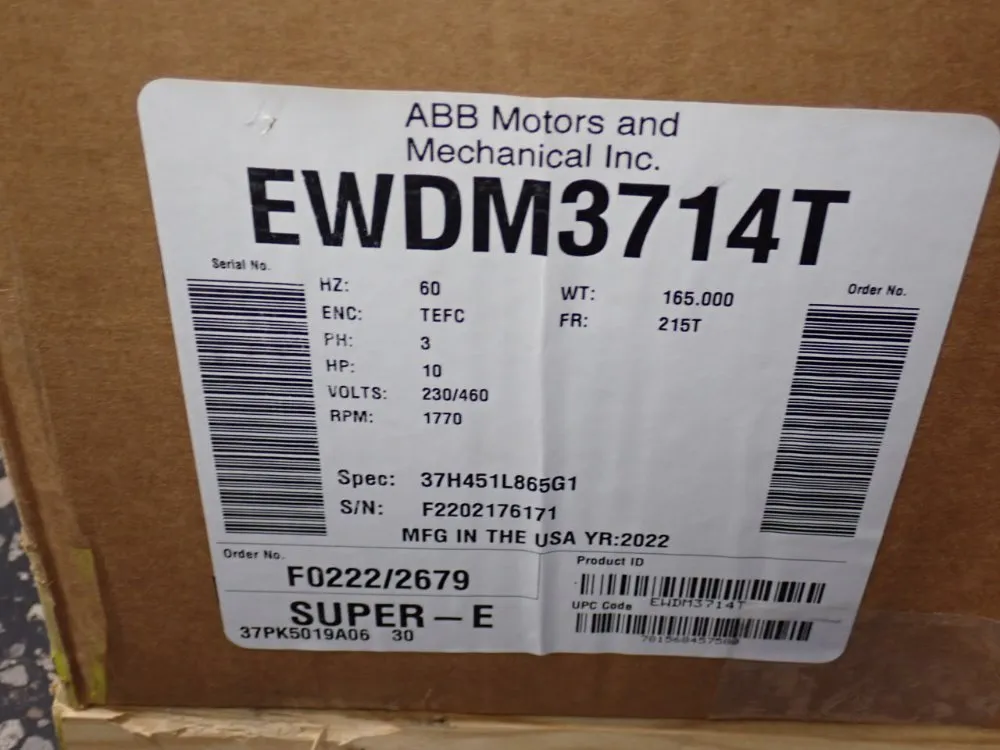 Baldor-reliance 10 Hp Motor - Ewdm3714t