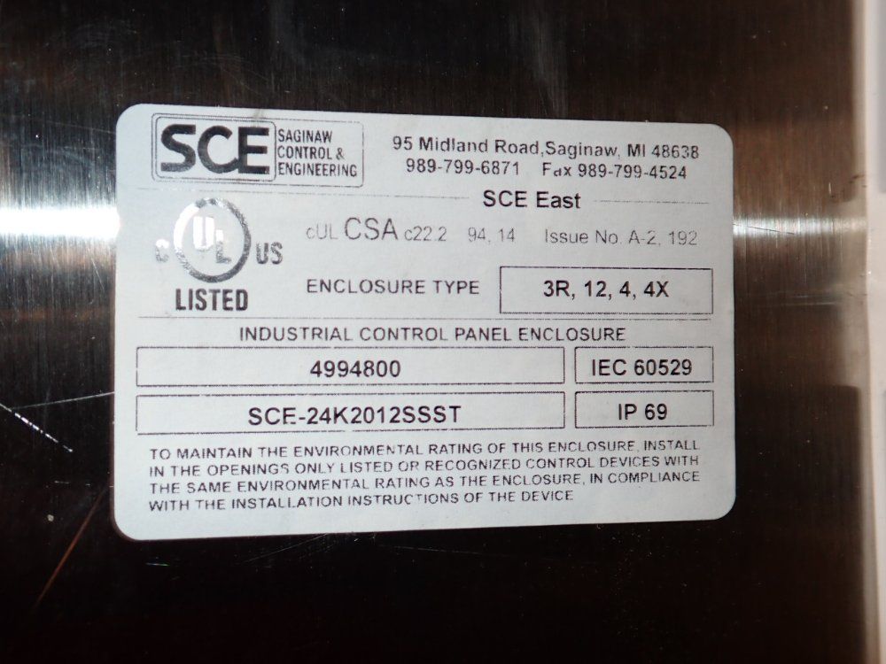 Sce 19" X 14" X 26" Stainless Steel Sanitary Industrial Enclosure Panel - Sce-24k2012ssst