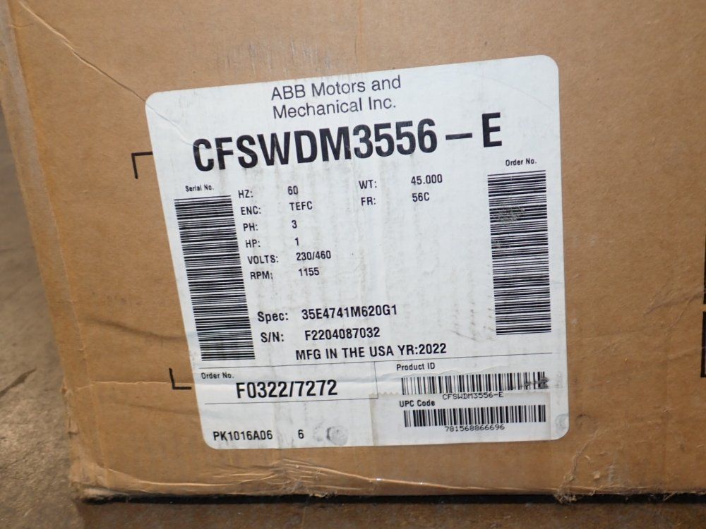 Baldor Reliance 1 Hp Stainless Steel Washdown Motor - Cfswdm3556-e
