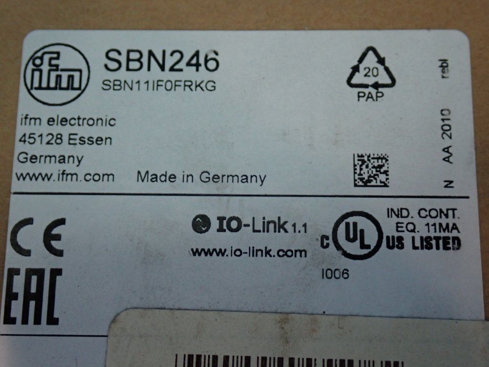 Ifm Electronic 360 Psi Mechatronic Flow Sensor - Sbn246