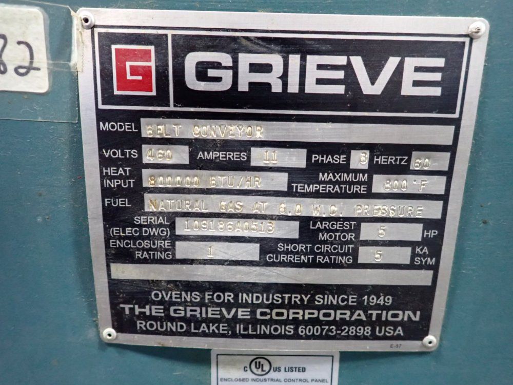 Grieve 36" X 200" Conveyor Oven - Belt Conveyor