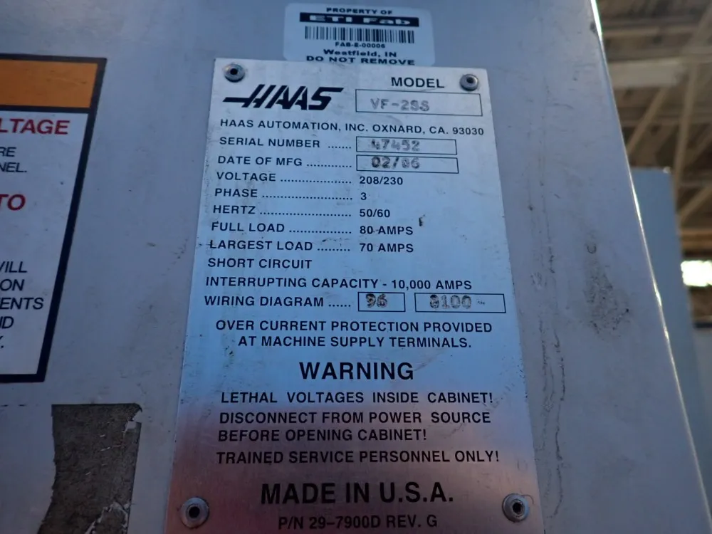 Haas 14" X 36" Cnc Vmc - Vf-2ss