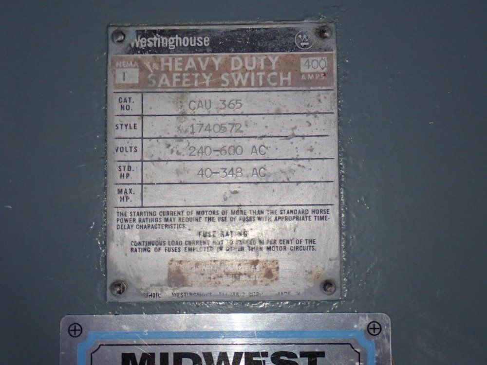 Westinghouse 400 Amps Fusible Disconnect - Cau 365