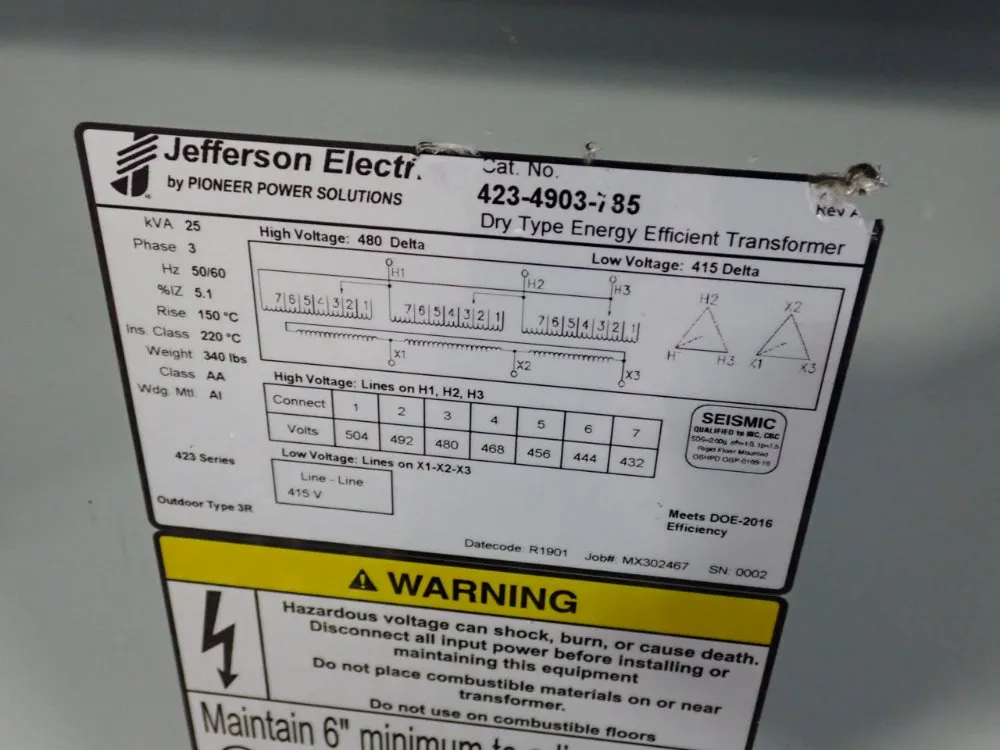 Power Electric 25 Kva Transformer - 423-4903-785