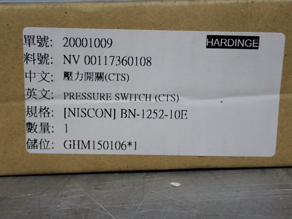 Niscon Pressure Switch - Bn-1252-10