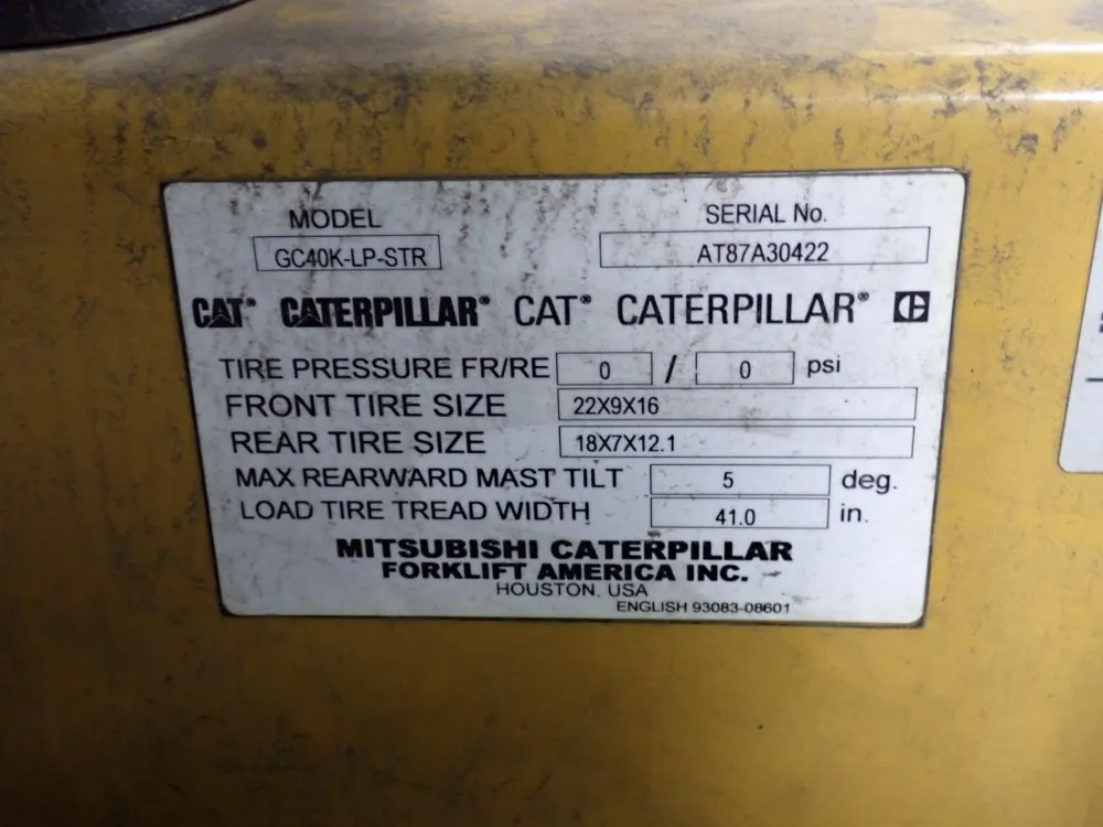 Catepiller 4450 Lbs Propane Forklift - Gc40k-lp-str
