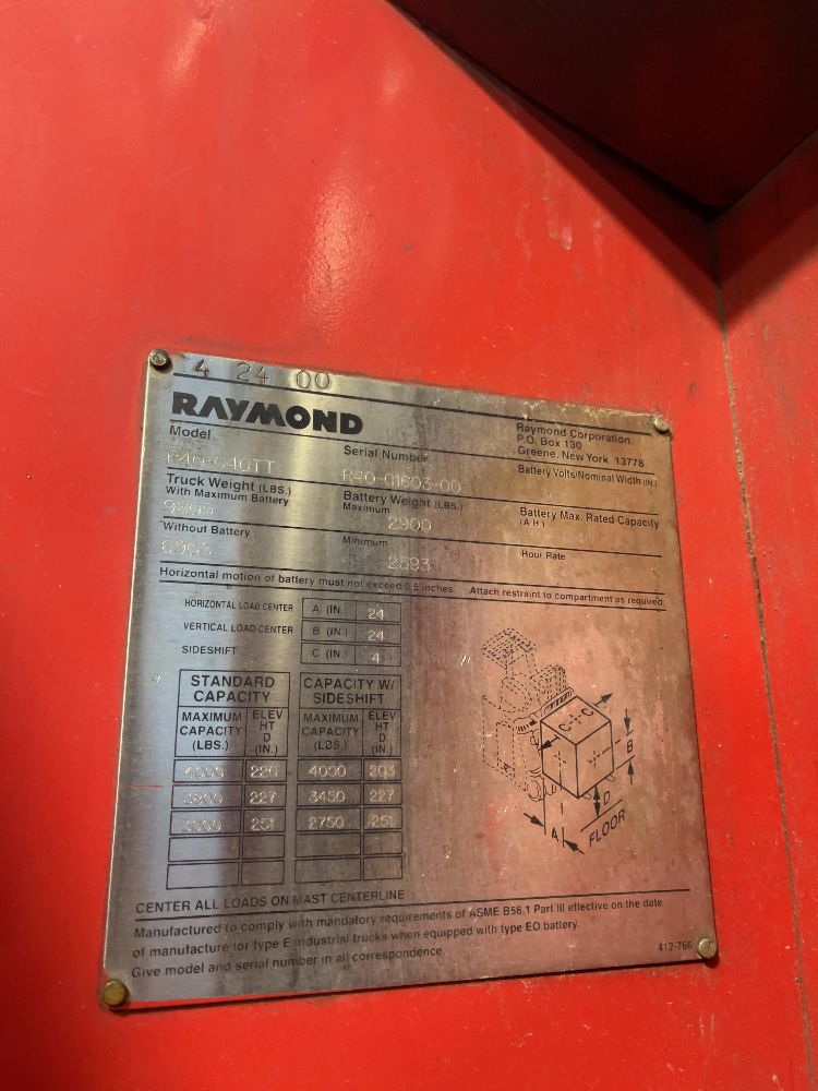 Raymond 4000 Lbs Stand Up Fork Lift - R40-c40tt