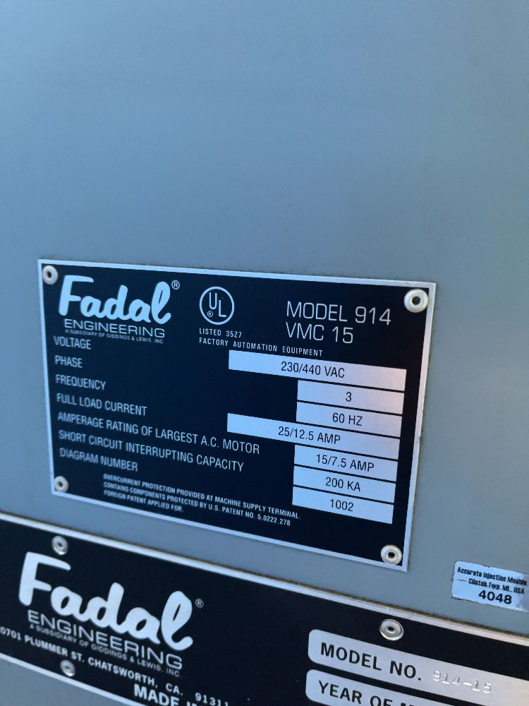 Fadal Engineering 16” X 38” Cnc Vmc - 914-15