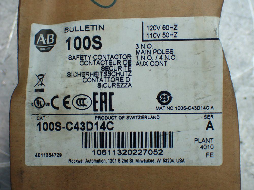 Allen-bradley Guardmaster Safety Contactor - 100s-c43d14c