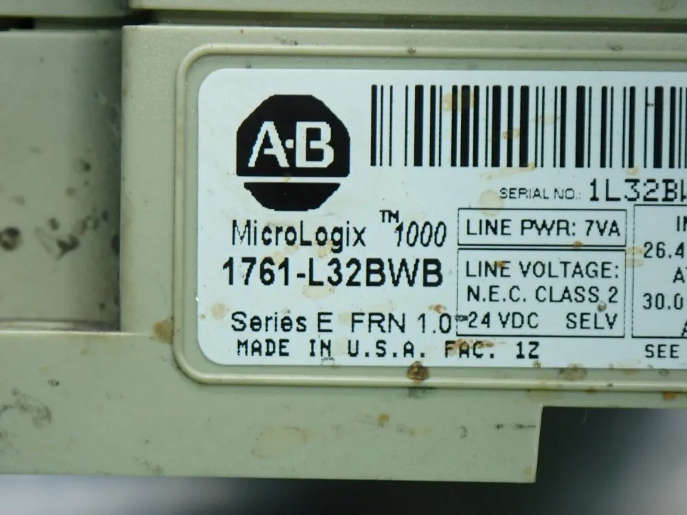 Allen Bradley Memory: 1kb Micrologix-1000 32-point Controller - 1761-l32bwb