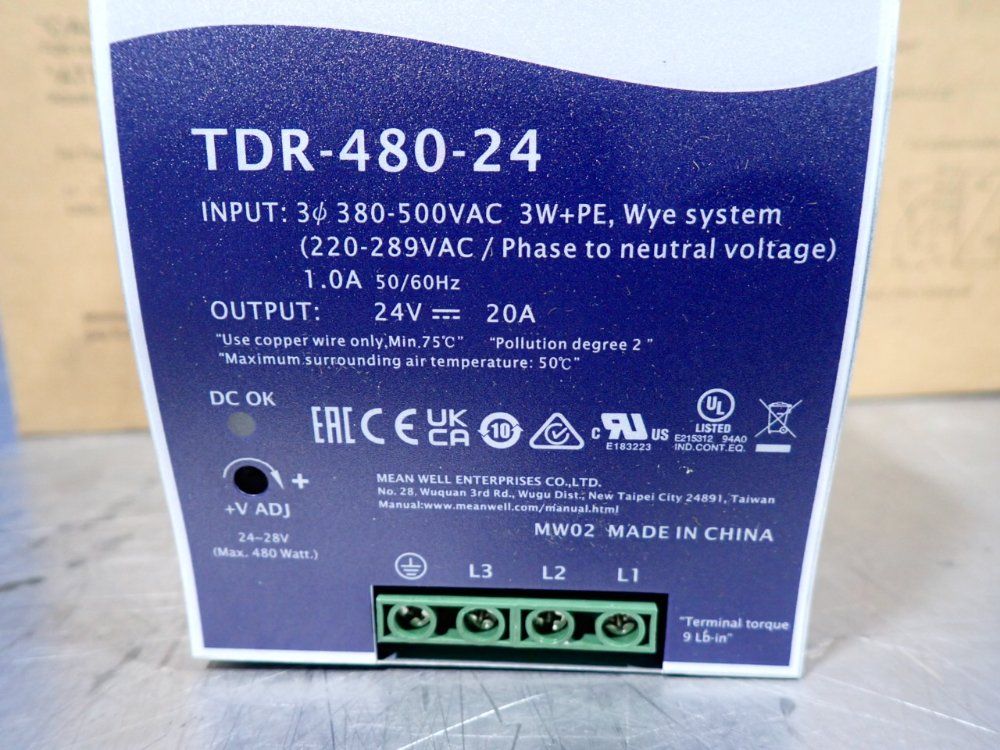 Mean Well 480 W Industrial Din Rail Power Supply - Tdr-480-24