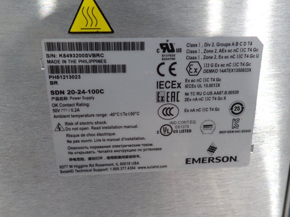 Emerson Sola Power Supply - Sdn 20-24-100c