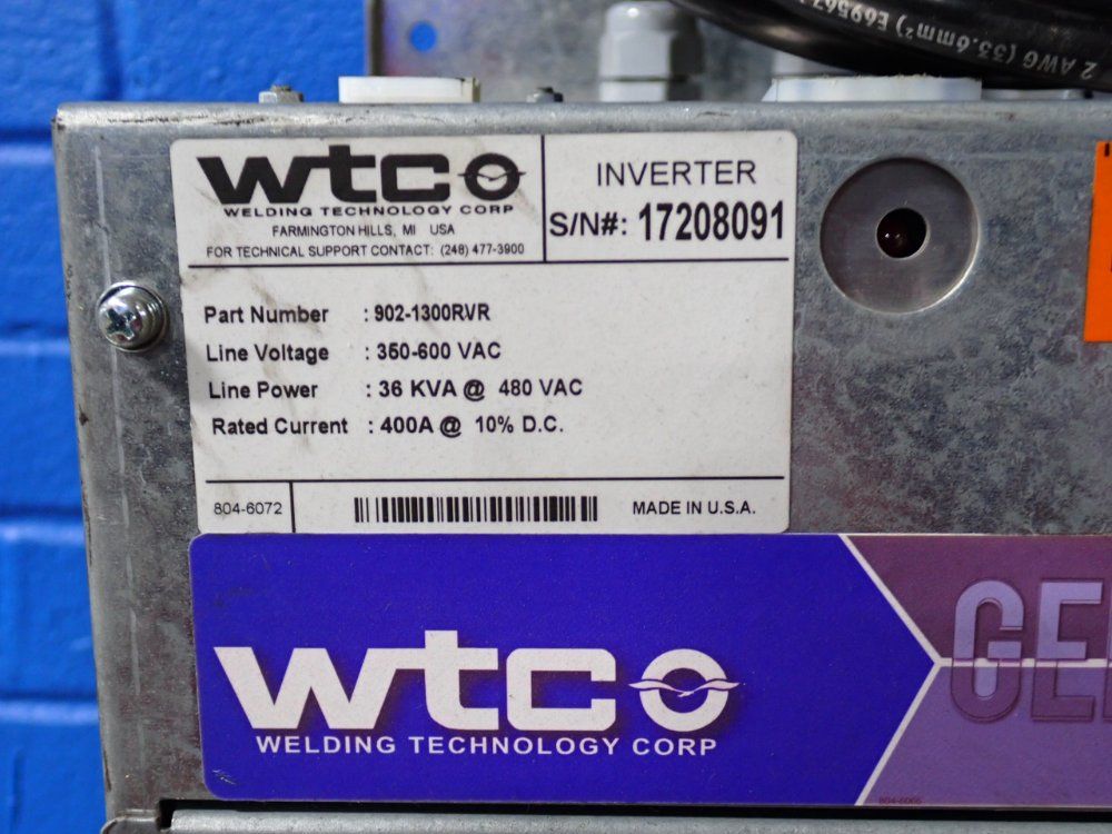 Welding Technologies Corporation 400 A Mfdc Inverter - Cem6