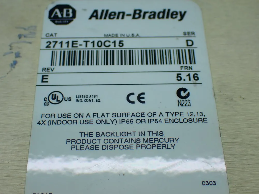 Allen-bradley Panelview 1000e Operator Panel - 2711e-t10c15