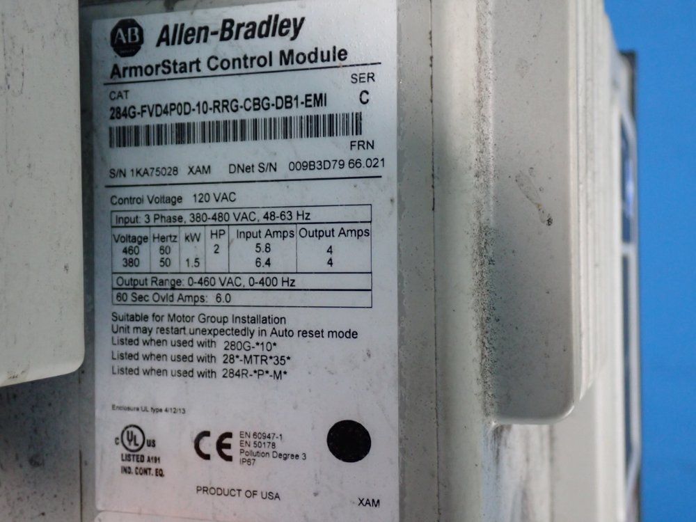 Allen-bradley 2 Hp Armorstart Distributed Motor Controller - 284g-fvd4p0d-10-rrg-cbg-db1-emi