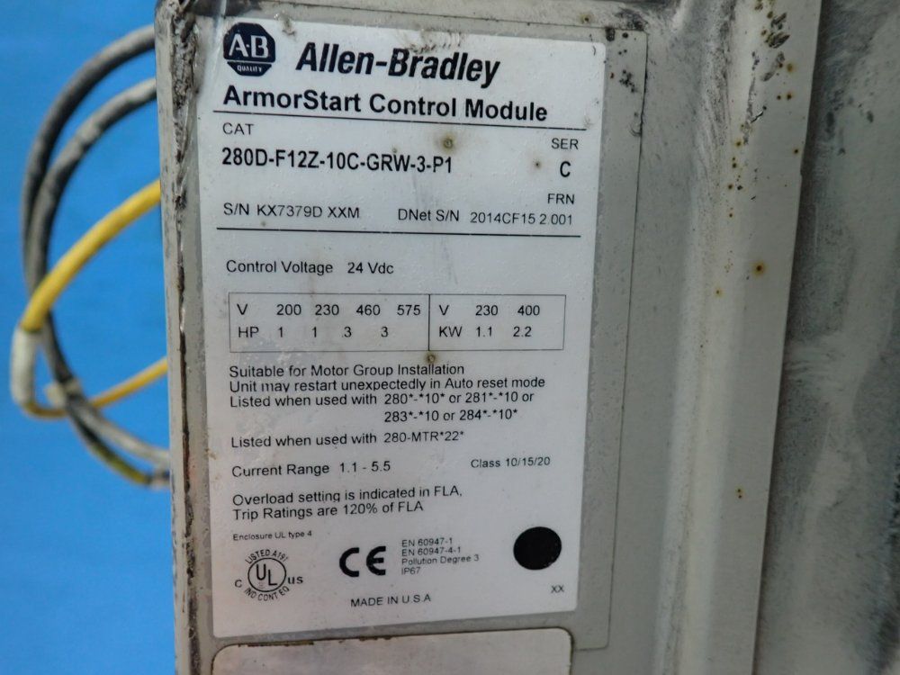 Allen-bradley 3 Hp Armorstart Distributed Motor Controller - 280d-f12z-10c-grw-3-p1