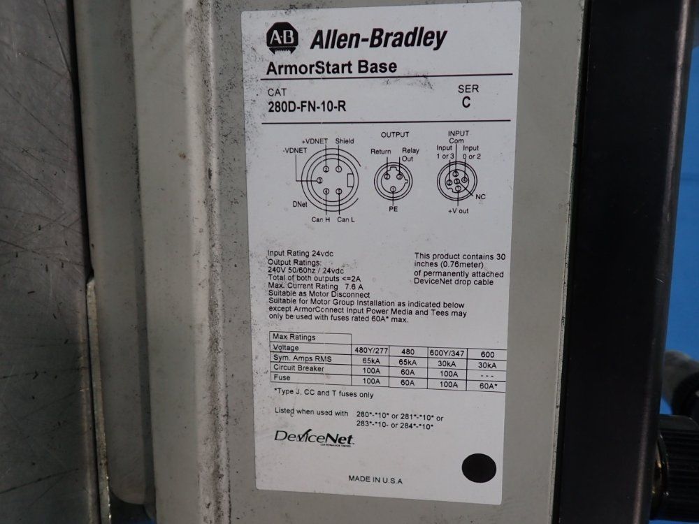 Allen-bradley 3 Hp Armorstart Distributed Motor Controller - 280d-f12z-10c-grw-3-p1