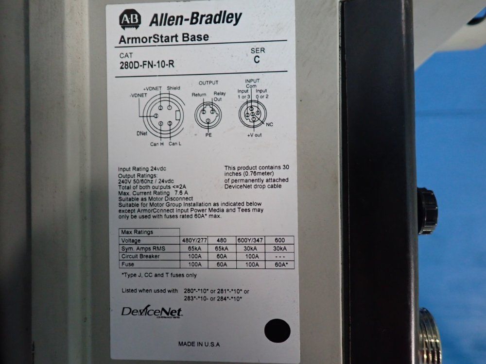 Allen-bradley 3 Hp Armorstart Distributed Motor Controller - 280d-f12z-10c-grw-3-p1